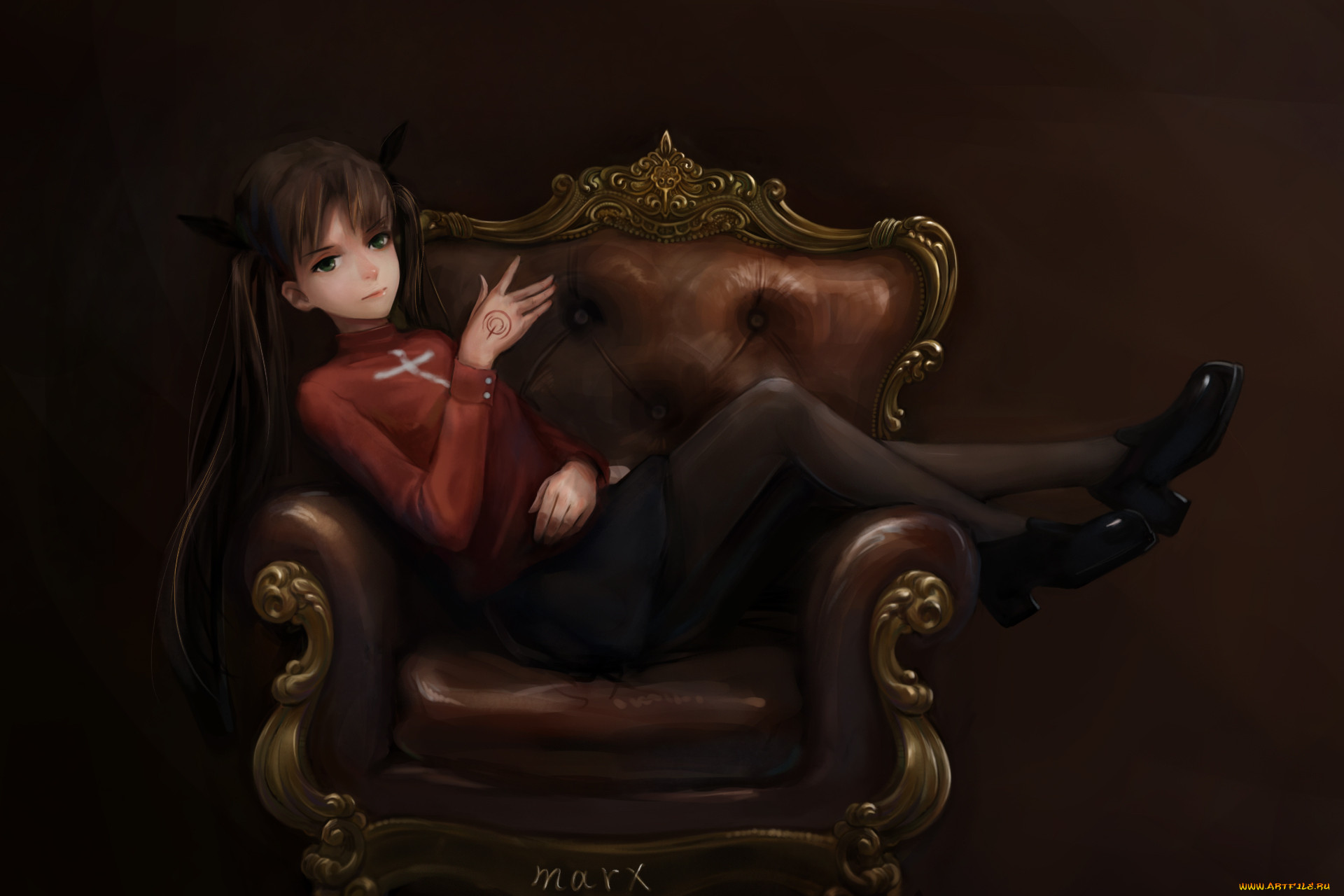 Обои Аниме Fate/Stay Night, Grand Order, Apocrypha , обои для рабочего  стола, фотографии аниме, fate, stay night, tohsaka, rin, makesi, арт,  девушка, кресло, комната Обои для рабочего стола, скачать обои картинки  заставки